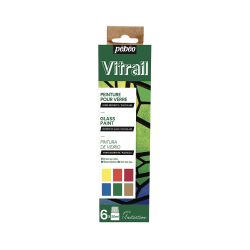 Colori per il Vetro Pébéo Vitrail, 6pz. x 20 ml